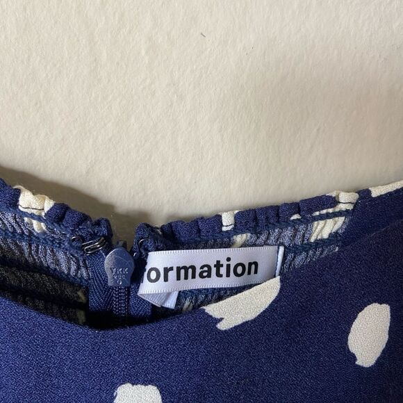 Reformation Splatter Midi Blue Dress Zippy Size 2 - Picture 9 of 10